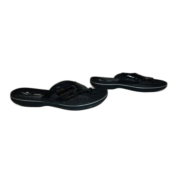 Clarks Cloudsteppers Cushion‎ Patent Black Breeze Flip Flop Sandals Women's 9 - Picture 3 of 8